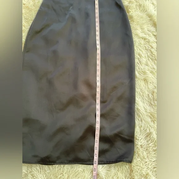 Jason Wu Satin Deep U Neck Halter Midi Dress back slit zip black size M - Picture 10 of 11